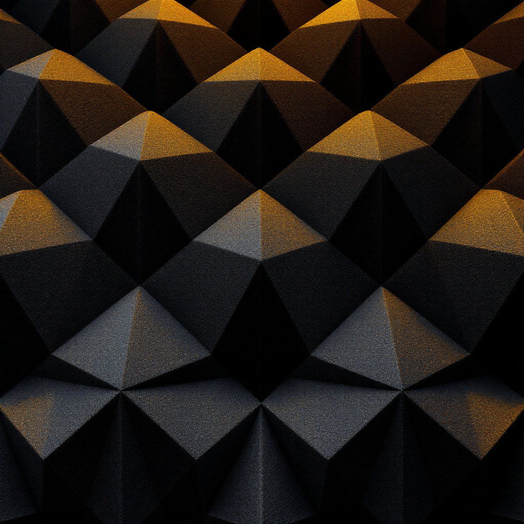 Acoustic foam panels seen from above in a geometric pattern